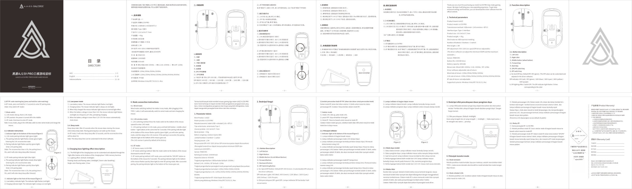Мышь беспроводная/проводная AJAZZ AJ159PRO