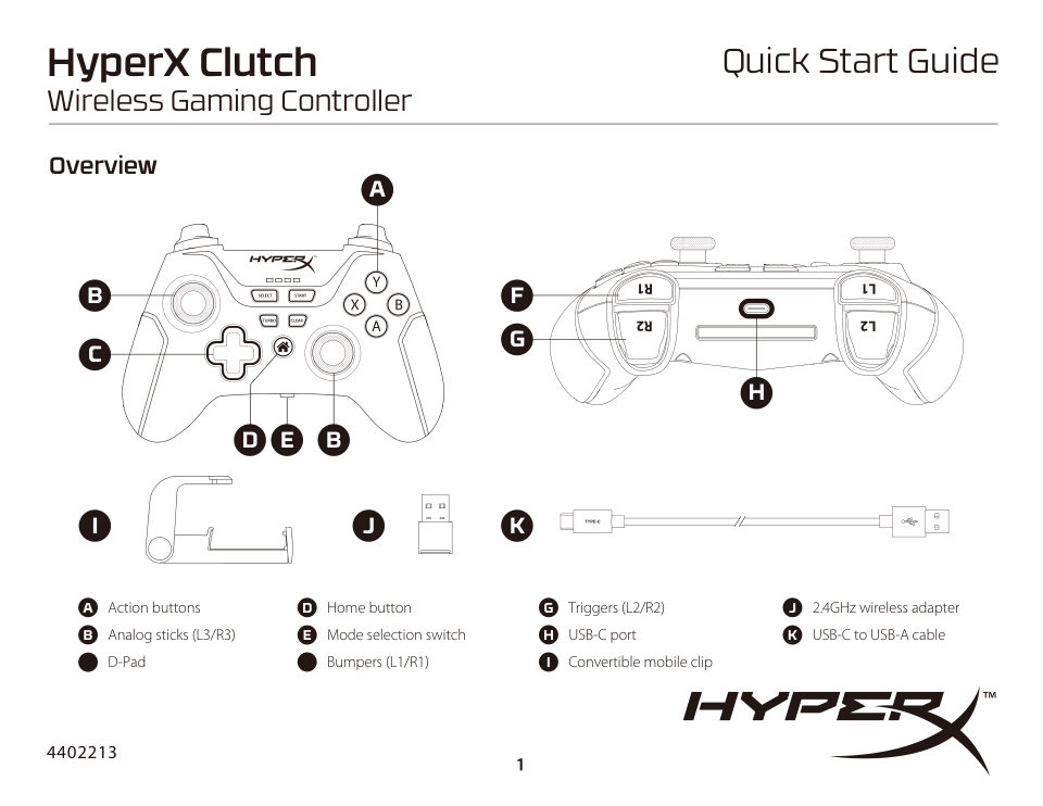 Геймпад беспроводной/проводной HyperX Clutch Wireless