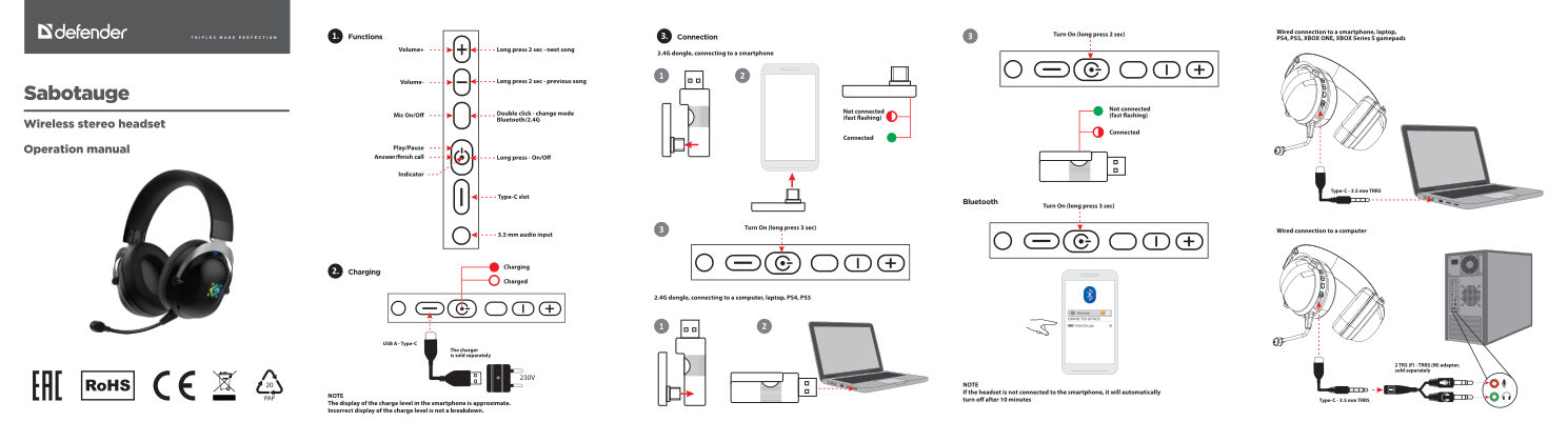 Беспроводные/проводные наушники Defender Sabotauge белый 2025