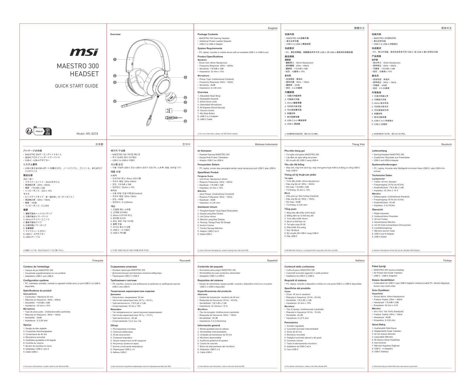Проводные наушники MSI Maestro 300 черный 2024