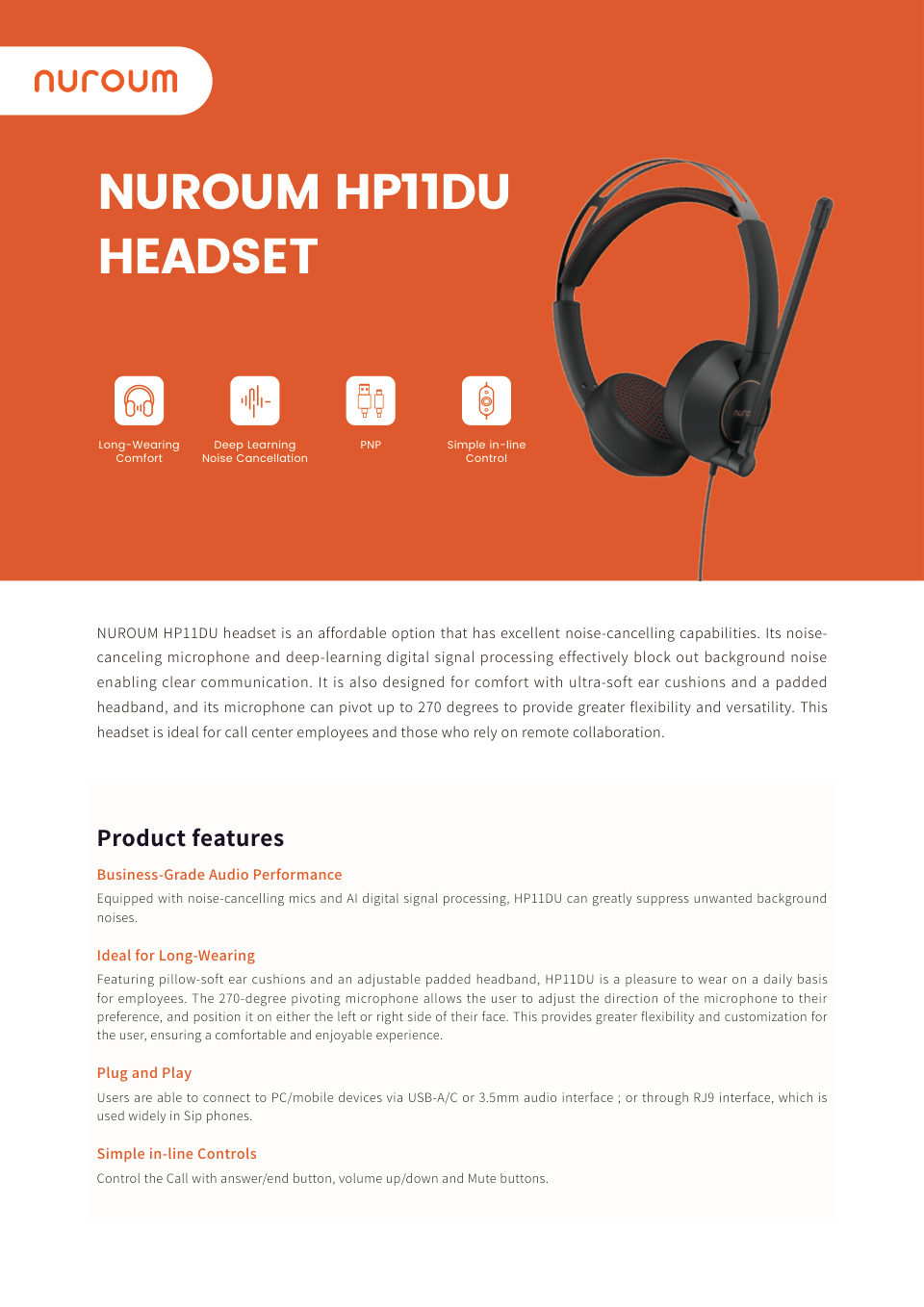 Проводные наушники Nuroum HP11DU черный 2024