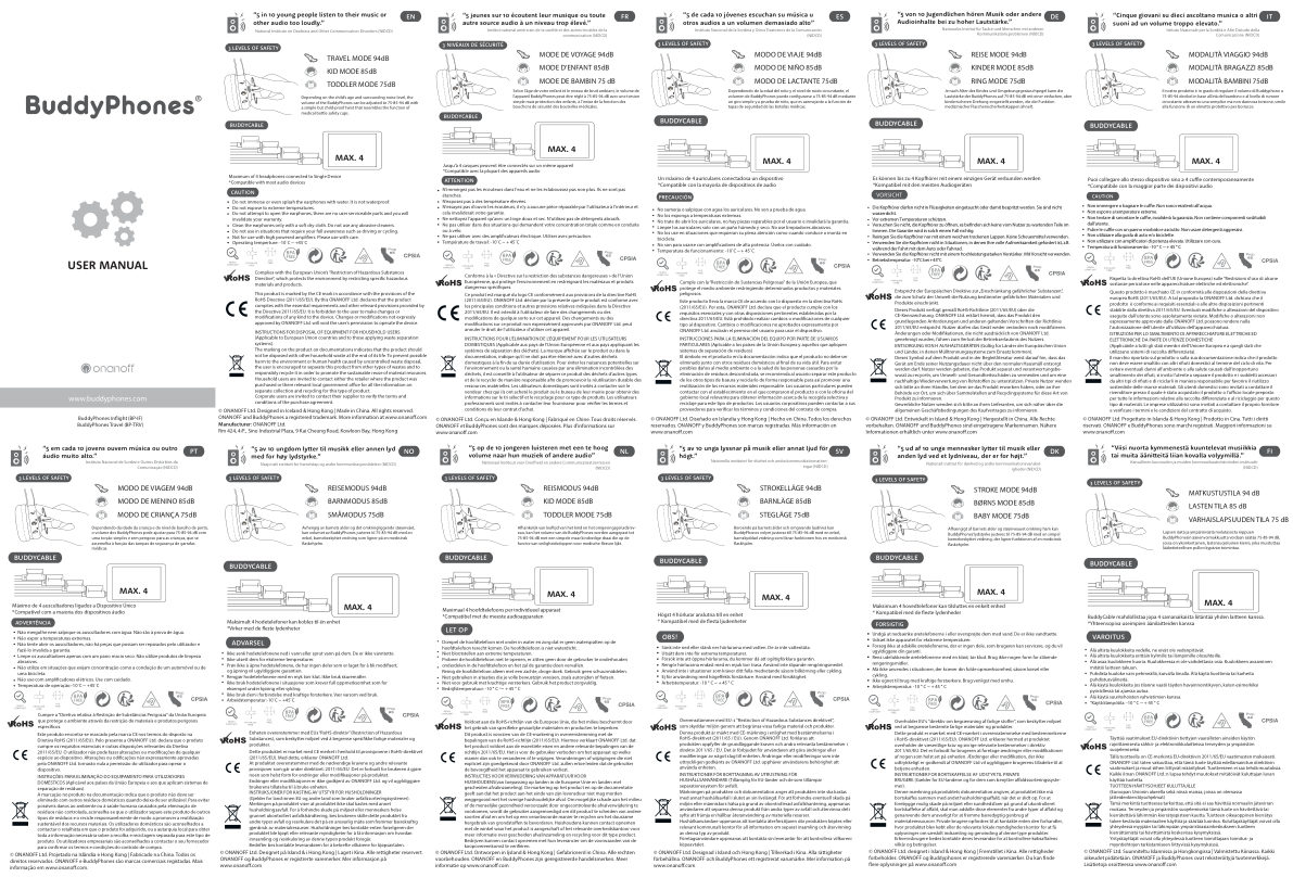 Проводные наушники ONANOFF BuddyphonesTravel голубой 2021
