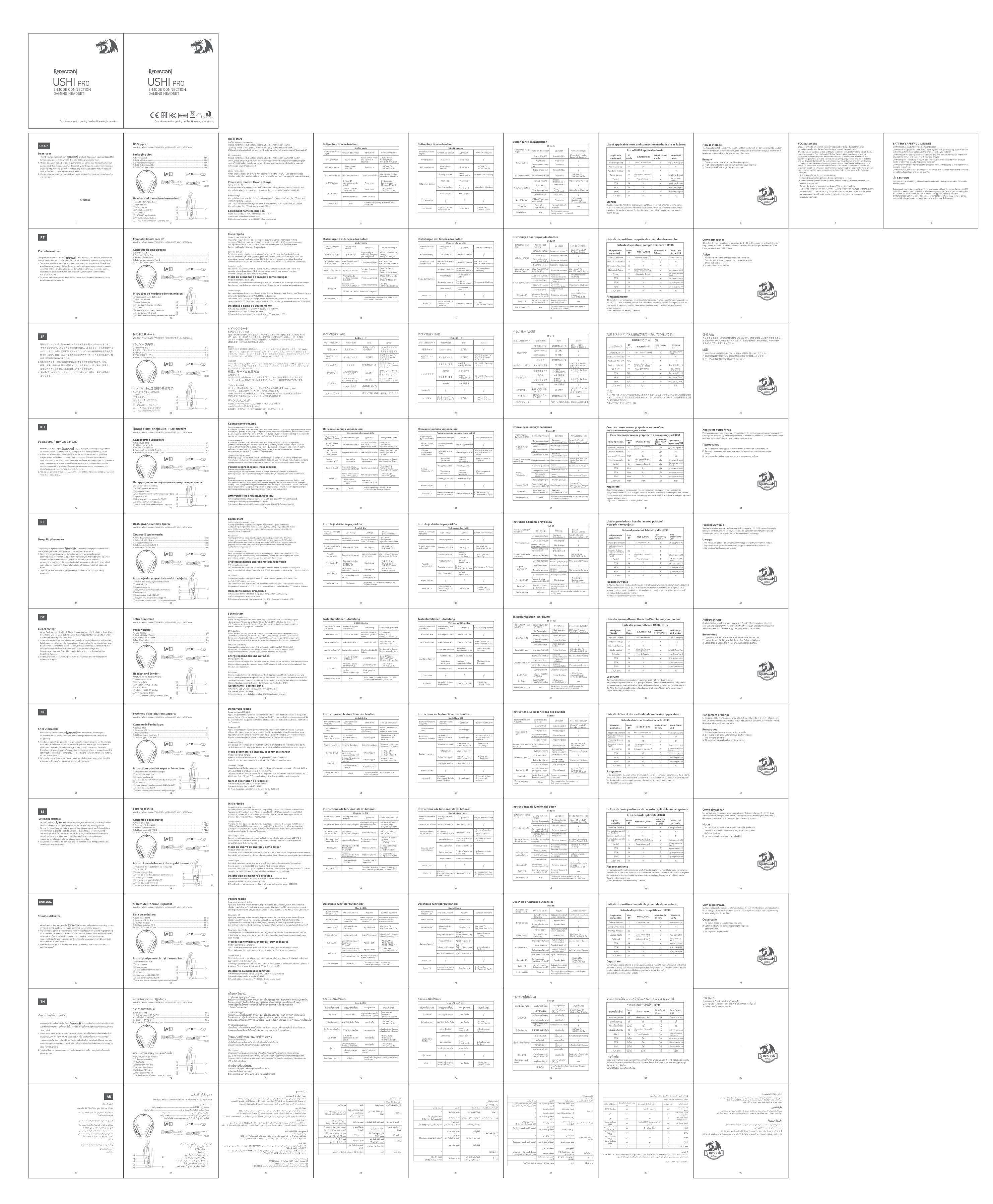 Беспроводные/проводные наушники Redragon Ushi Pro черный 2026