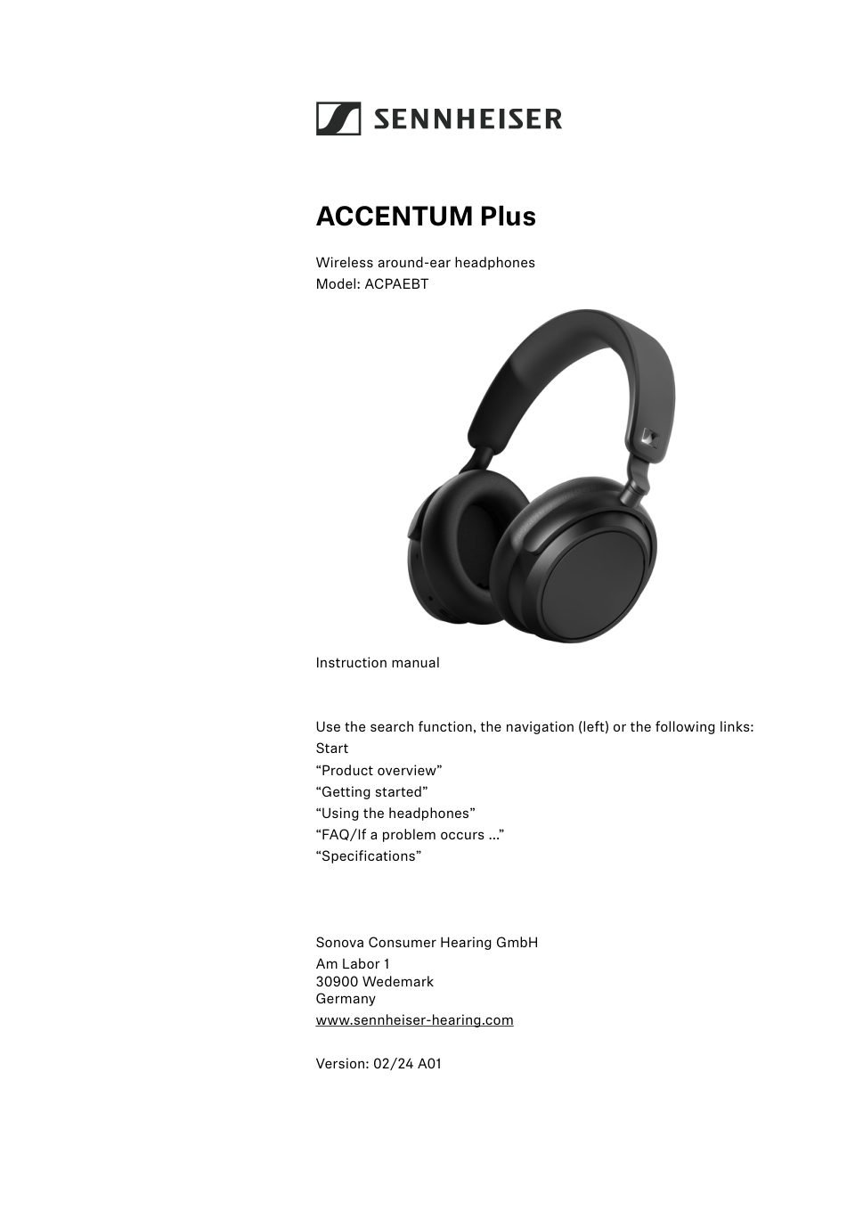 Беспроводные/проводные наушники Sennheiser Accentum Plus белый 2024