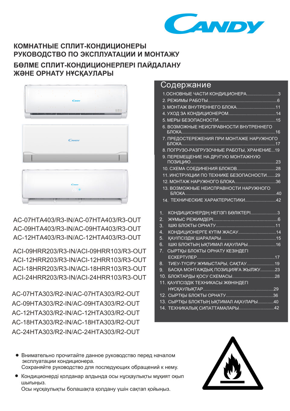 Кондиционер настенный сплит-система Candy AC-18HTA303/R2