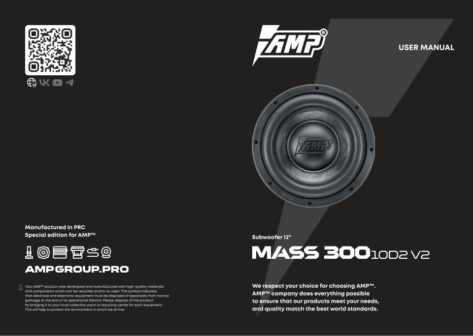 Сабвуферный динамик AMP MASS 300 10D2 V.2