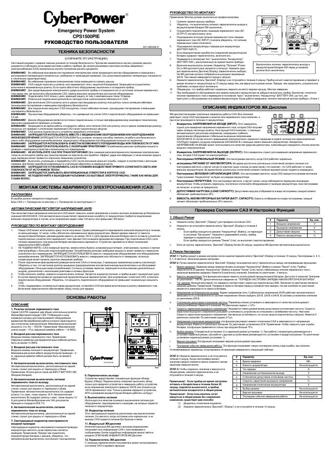 ИБП CyberPower CPS1500PIE