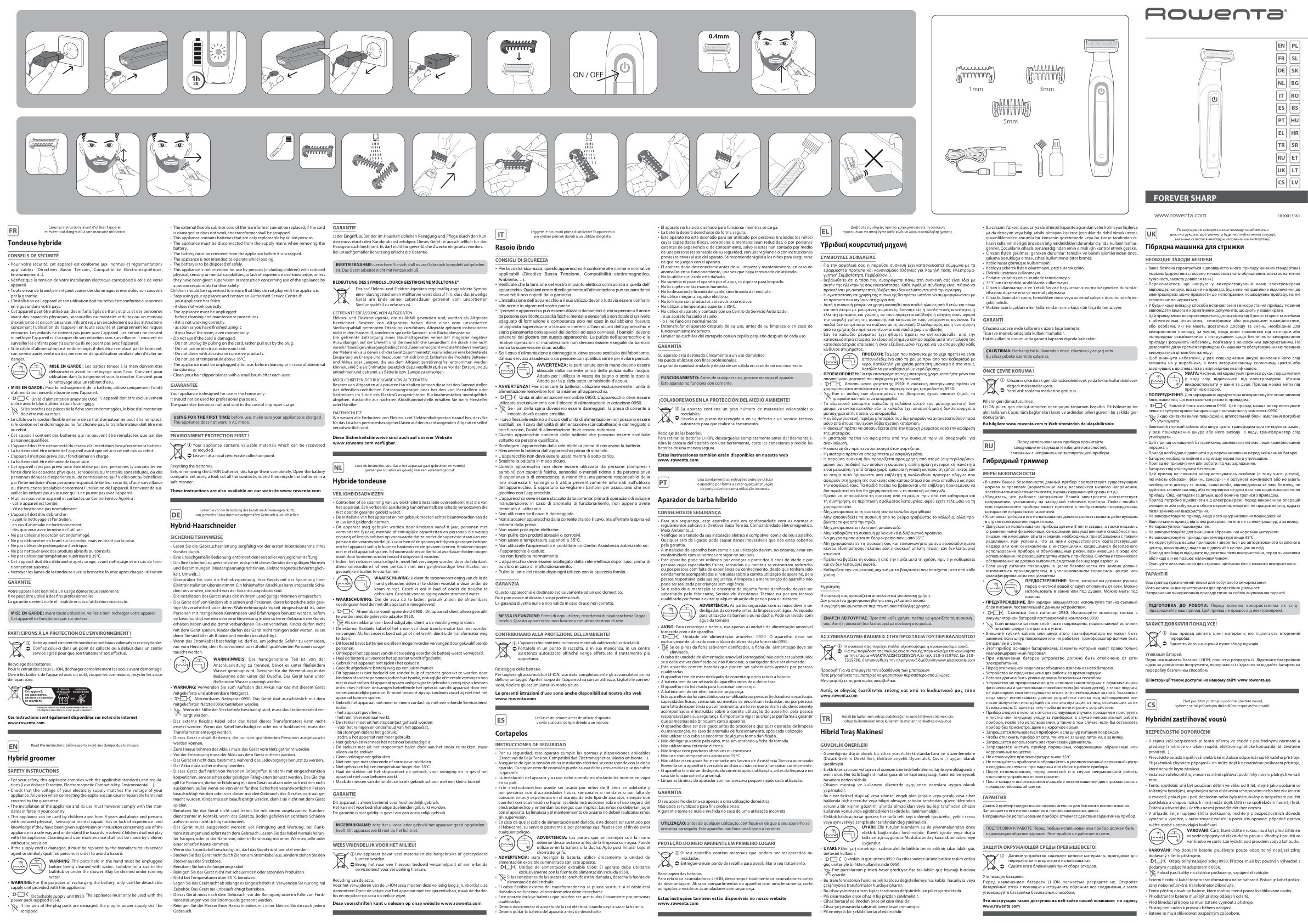Триммер Rowenta Sport Forever Sharp TN6011F0 черный/синий