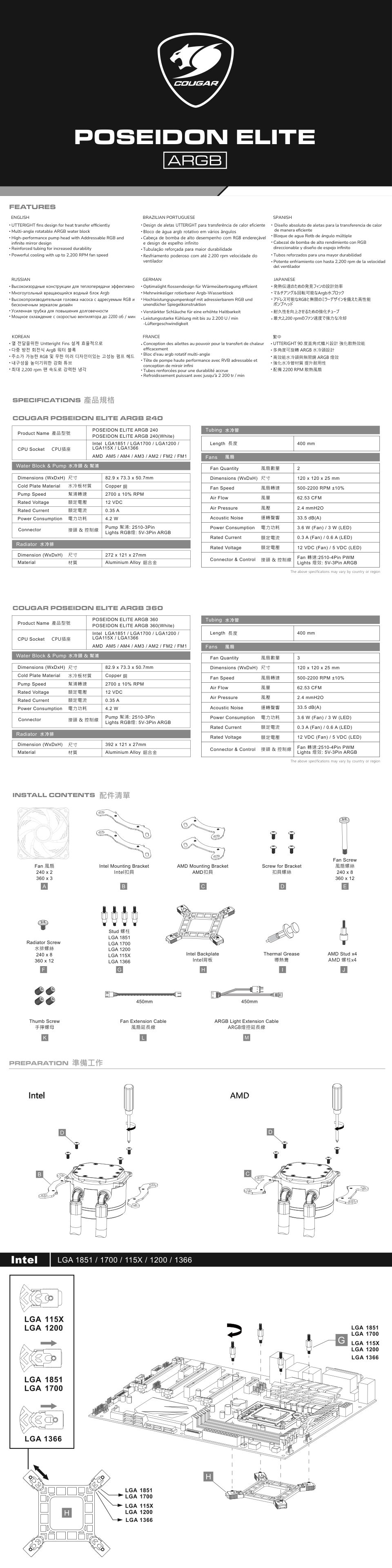 Система охлаждения Cougar Poseidon Elite 240 ARGB