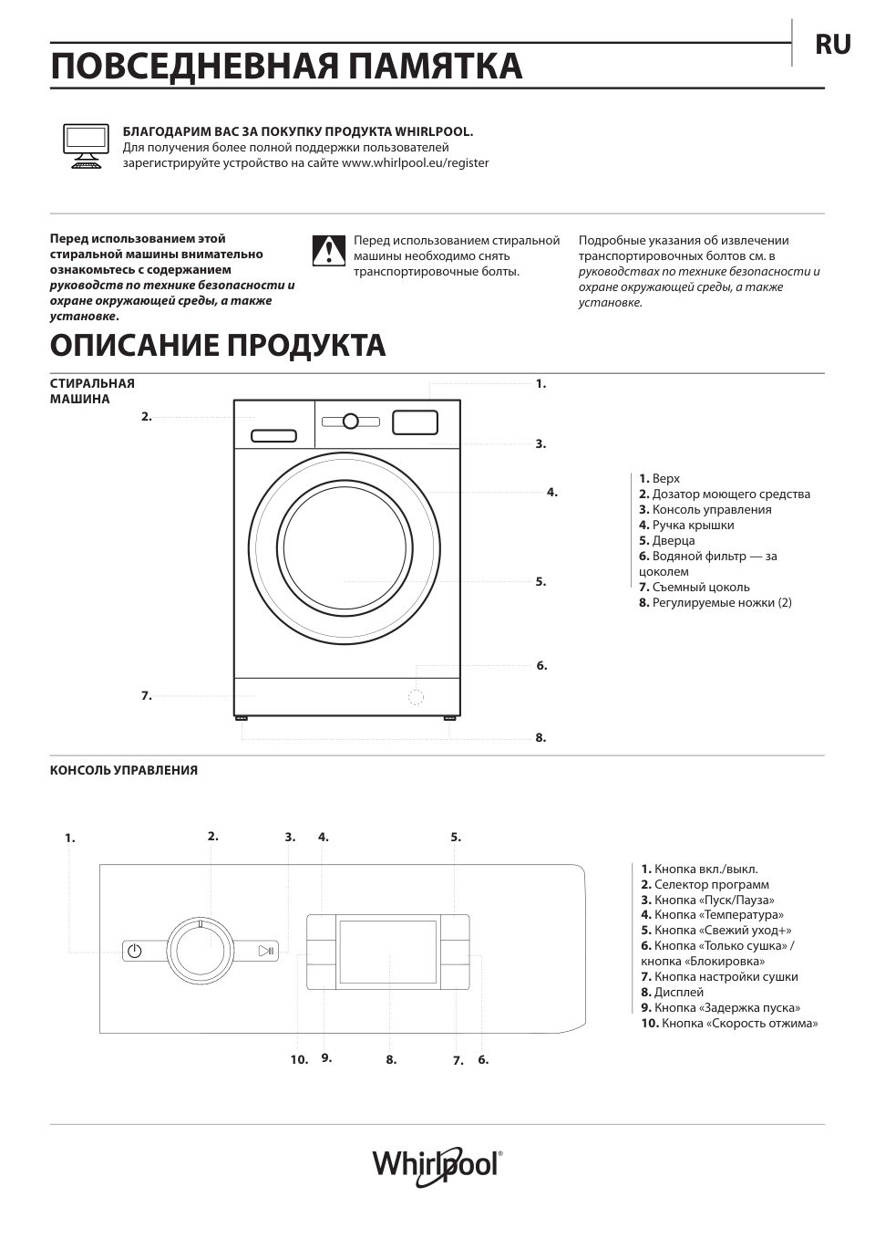 Стирально-сушильная машина Whirlpool FFWDB 976258 BV EE