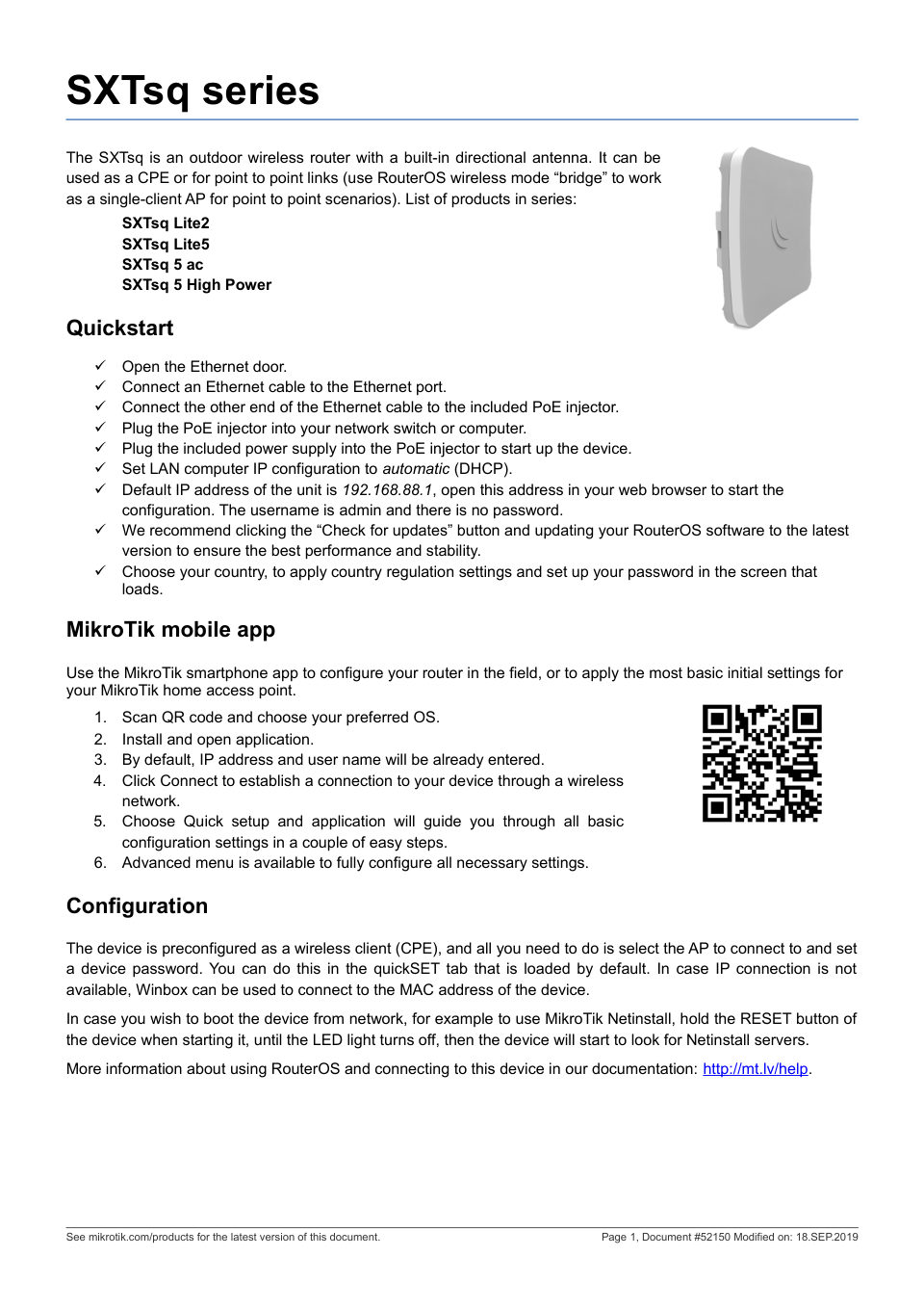 Точка доступа MikroTik SXTsq