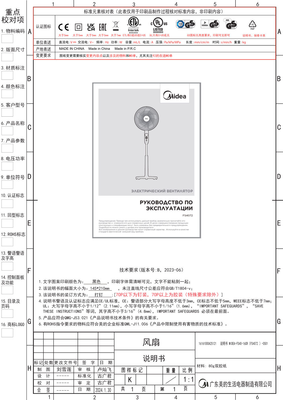 Вентилятор Midea FS4072