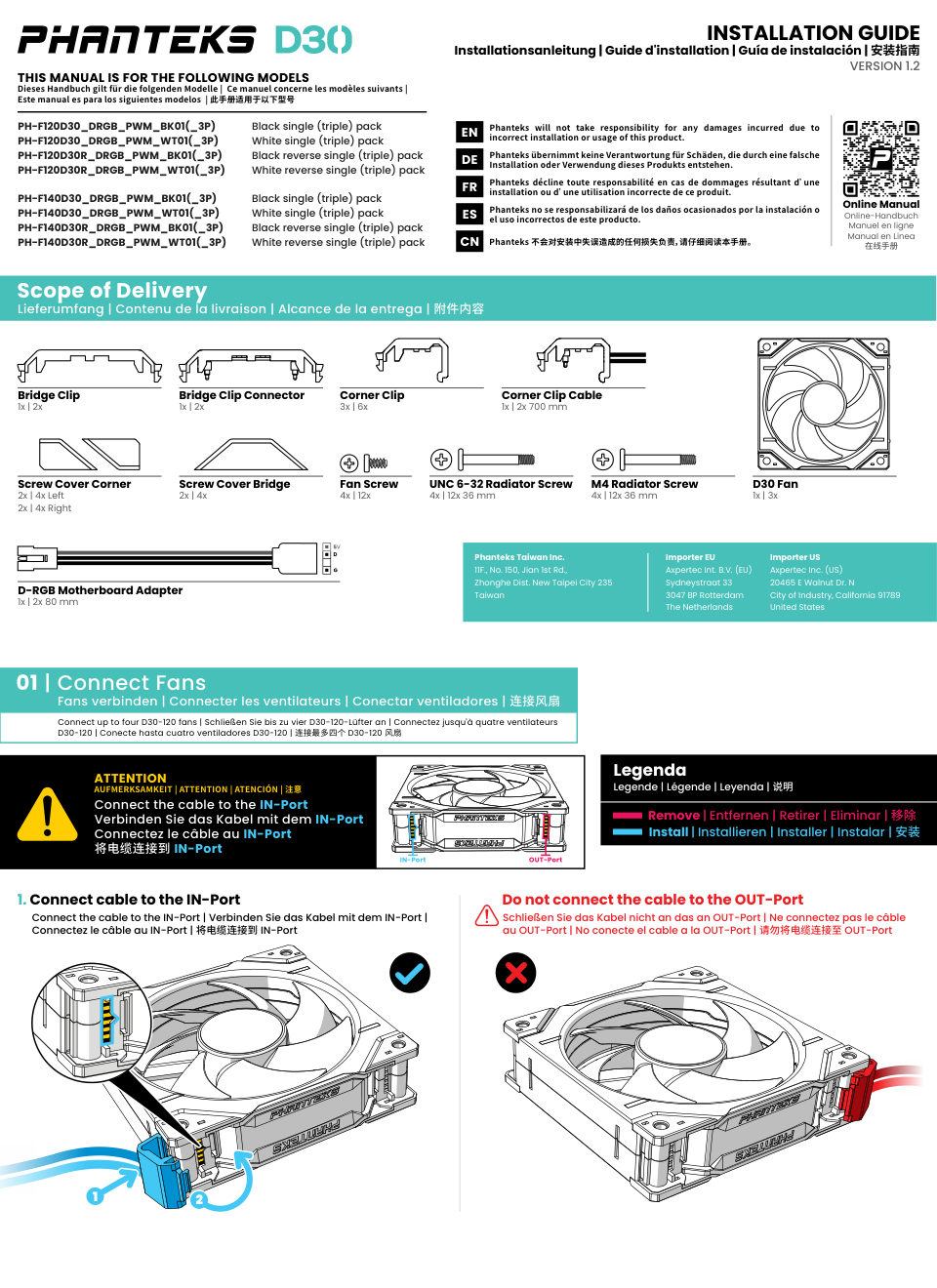 Вентилятор PHANTEKS D30 DRGB [PH-F140D30_DRGB_PWM_WT01]
