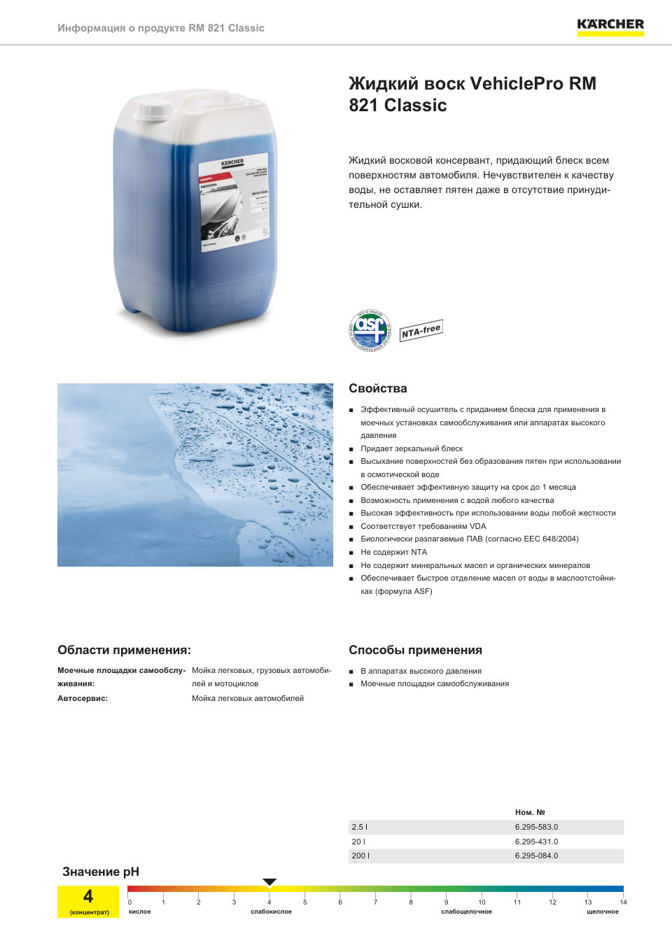 Воск Karcher VehiclePro RM 821 Classic (62955830) [2500 мл, 1 шт]