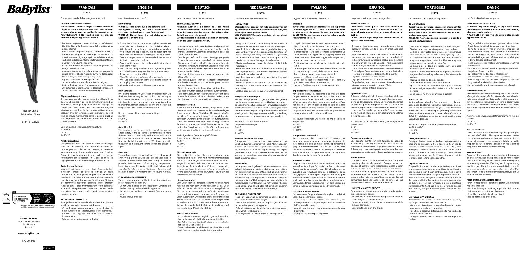 Выпрямитель для волос BaByliss ST241E