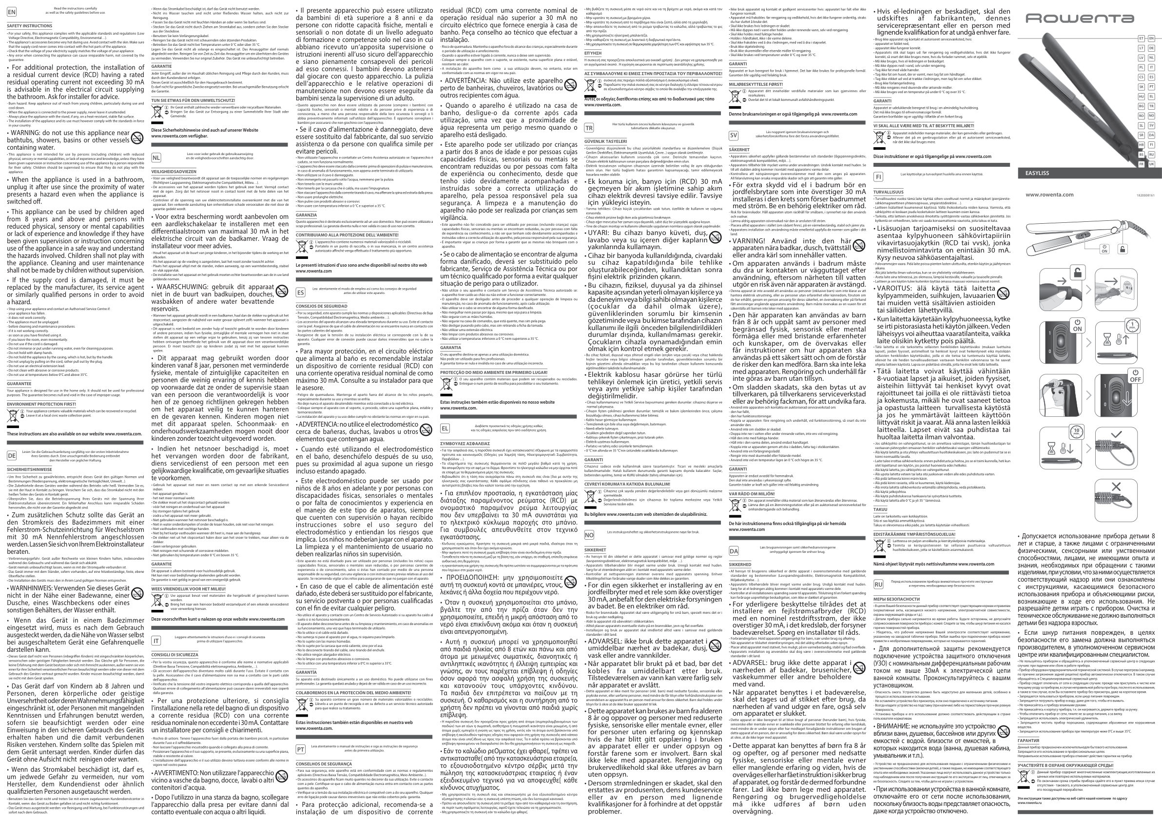 Выпрямитель для волос Rowenta SF161LF0