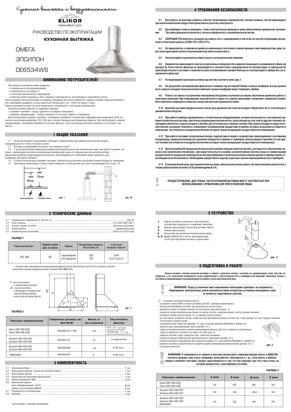 Вытяжка Elikor Эпсилон
