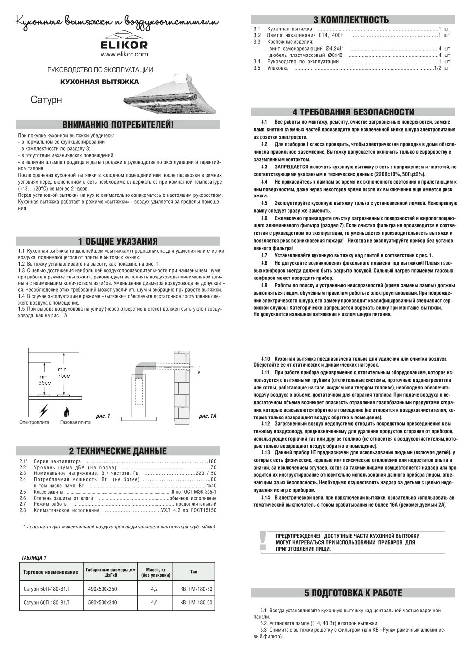 Вытяжка Elikor Сатурн