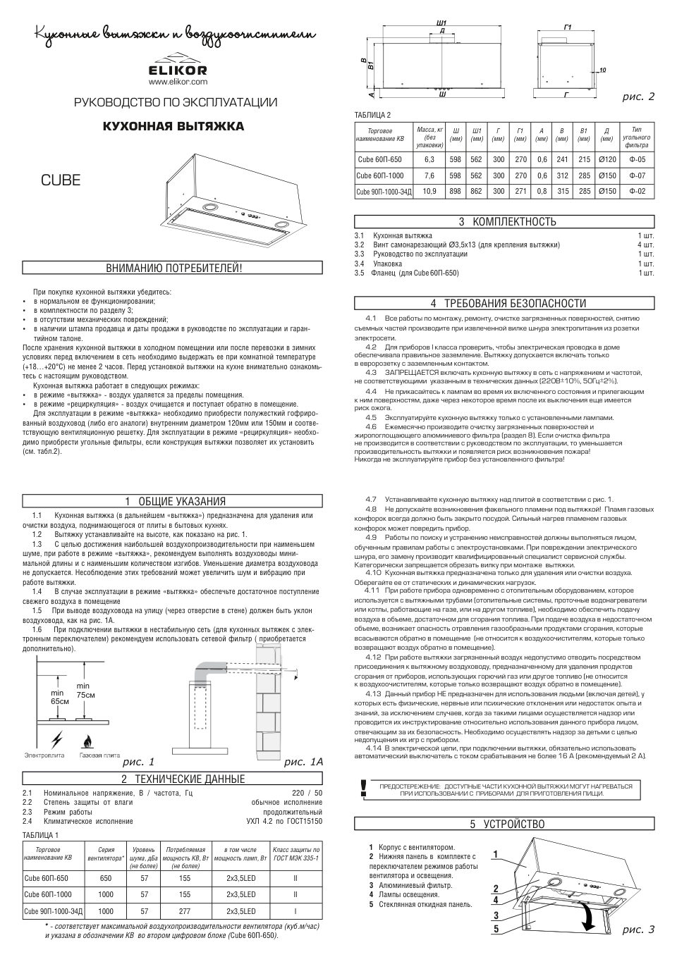 Вытяжка полновстраиваемая ELIKOR Cube 90П-1000-Э4Д
