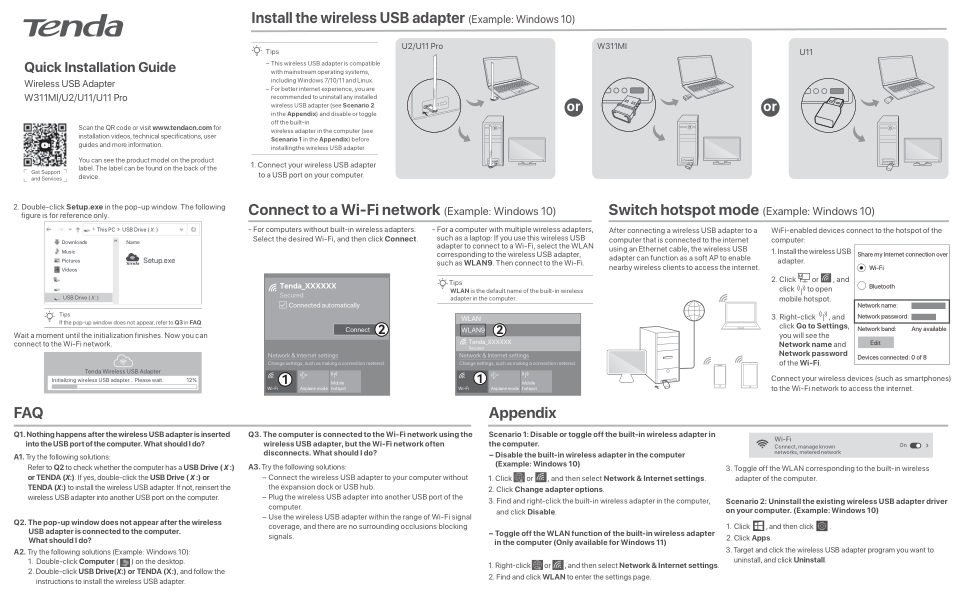 Wi-Fi адаптер Tenda U11 Pro