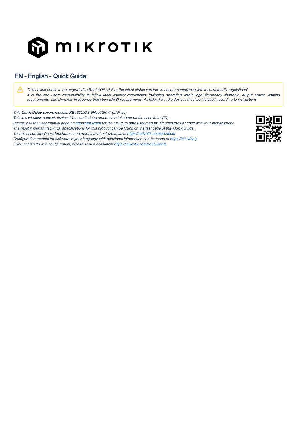 Wi-Fi роутер MikroTik hAP ac