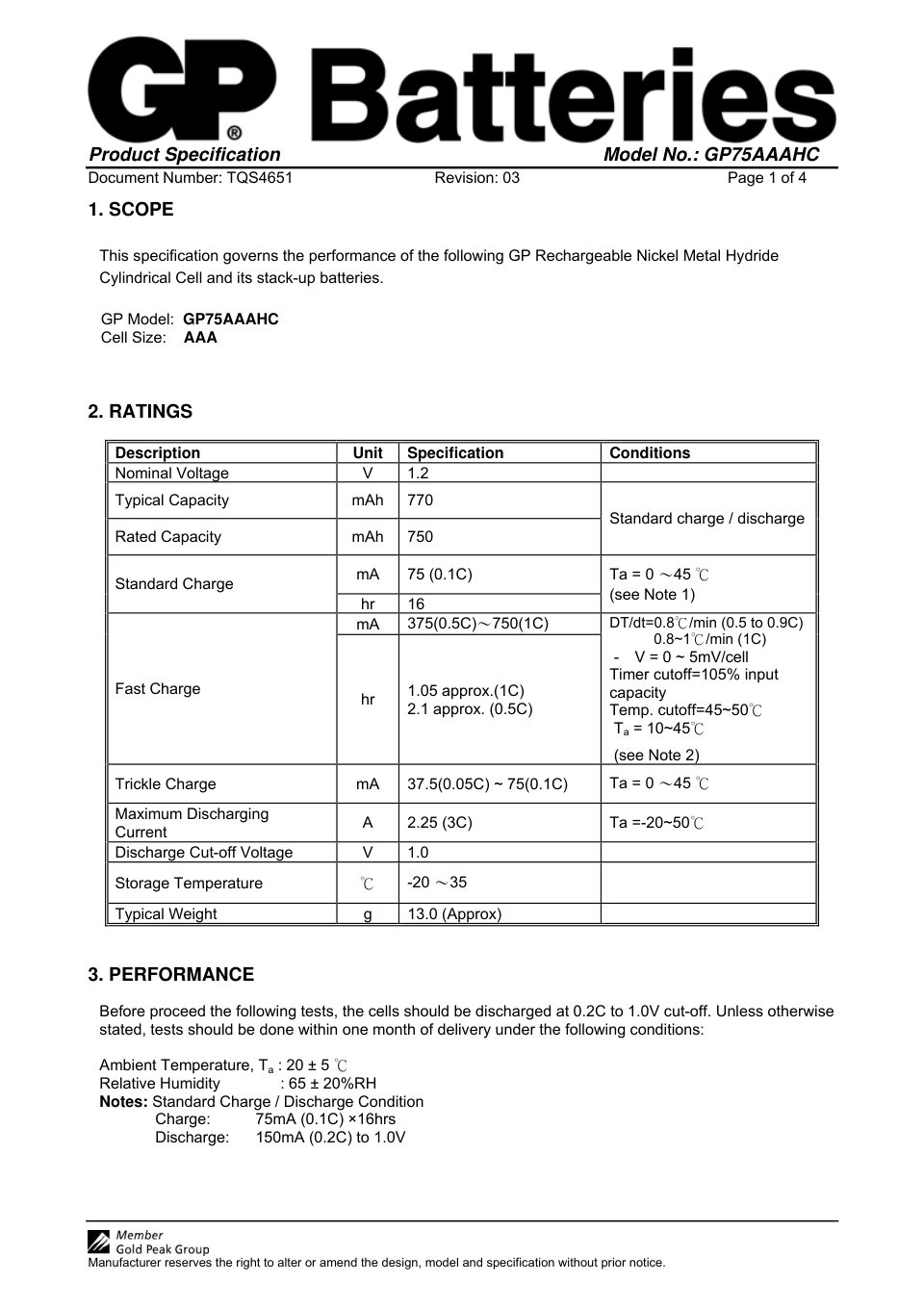 Зарядное устройство GP 75AAAHC